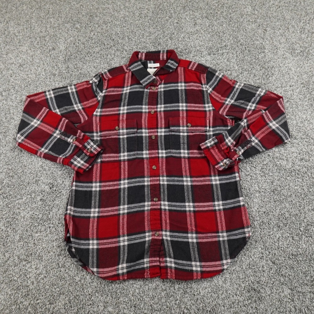 American Eagle Shirt Womens Medium Red Black Long Sleeve Flannel Button‎ Up Soft
